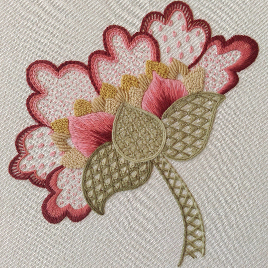'Peony' Jacobean Crewel Work Embroidery Kit