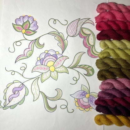 Jacobean crewelwork monthly online class on Sundays (starts September 2023) - deposit