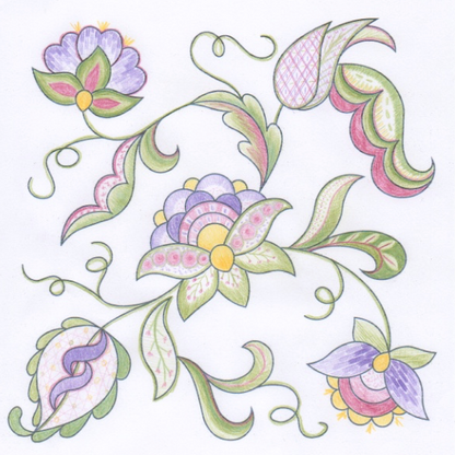 Jacobean crewelwork monthly online class (starts September 2023) - deposit